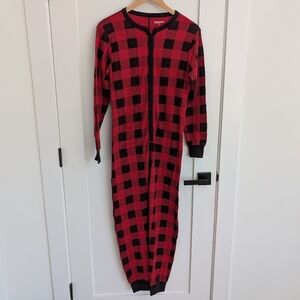 ✨4 for 12 #followme Womens Henley Thermal Onesie Buffalo Plaid Size Small